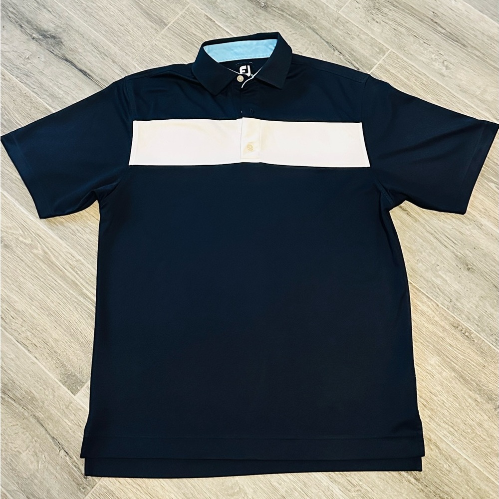 FootJoy Golf Polo, Navy & White Men’s Size Medium Simple Classic